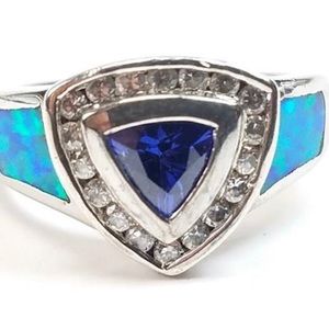 925 Sterling Blue Iolite Iridescent Blue Inlay Ring
